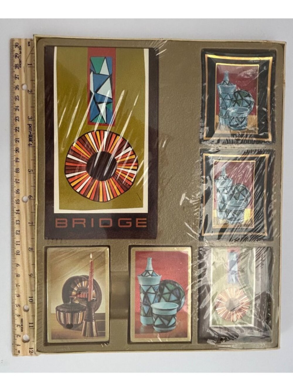 1960s Vintage Bridge Card Game Set w/ Ashtrays Hostess Giftpak By Stancraft MCM - Picture 9 of 10